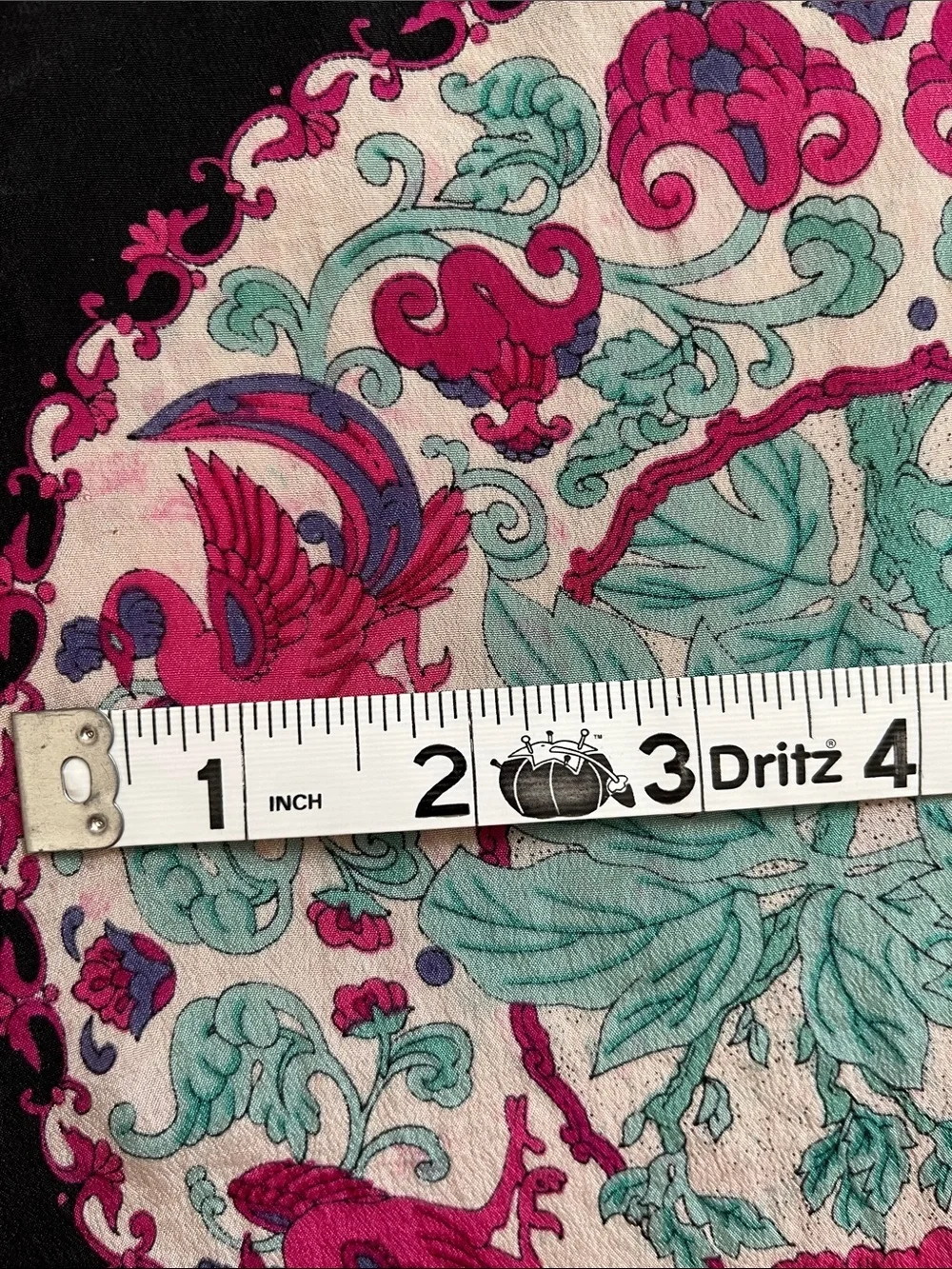Ginnie Johansen Inc. 100% Silk 1989 Vintage 80s Teal Magenta Pink & Black Scarf